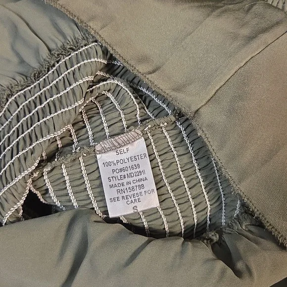 MABLE • Olive Green Smocked Fitted Dress - Picture 10 of 12